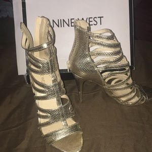 Gold strappy heels